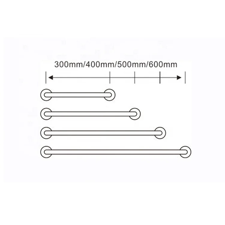 LQS 25mm Dia Silica Gel Grip with Stainless Steel 304 Bathtub Shower Safety Black Grab Bar