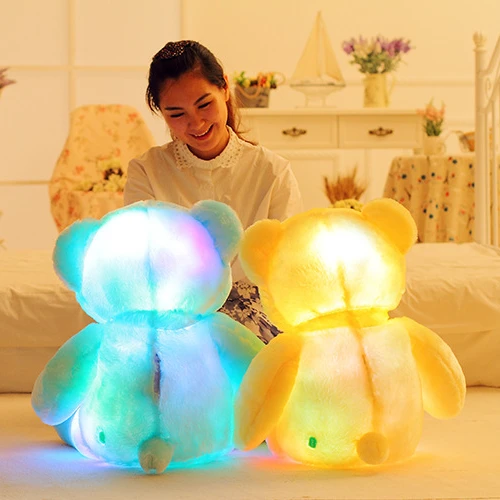 Wholesale Sublimation Light Up Glowing Brown Plush Toy valentines led Teddy Bears For Gift
