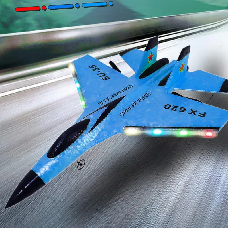 RC Foam Aircraft SU-35 Plane 2.4G Radio Control Glider Remote Control Fighter Plane Glider Airplane Foam Toys With LED Lights
