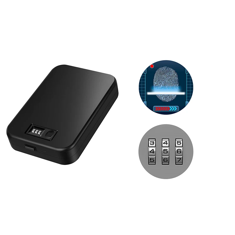 Portable 3 Password Combination Fingerprint Gun Safe Quick Access Gun Safe Smart Box