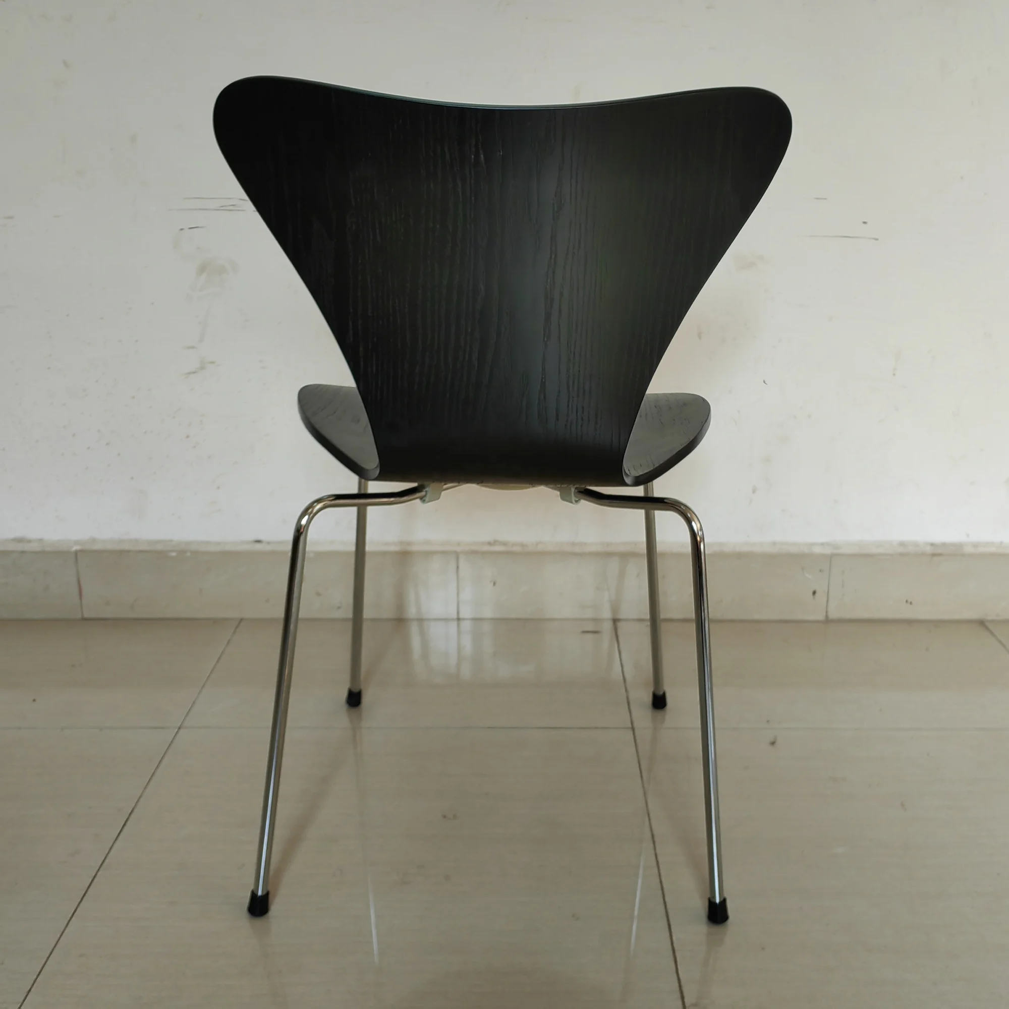 chromed Metal Leg  plywood black ash   Dining Chair