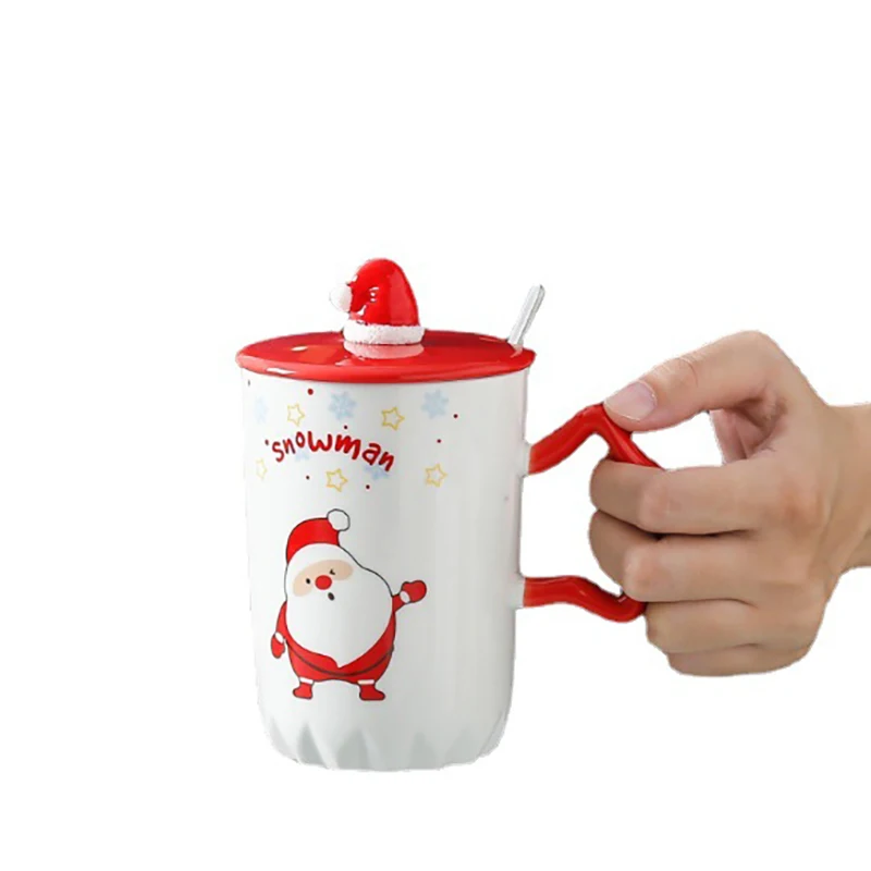 Ceramic christmas mug coffee mug  porcelain mugs gift with cover spoon