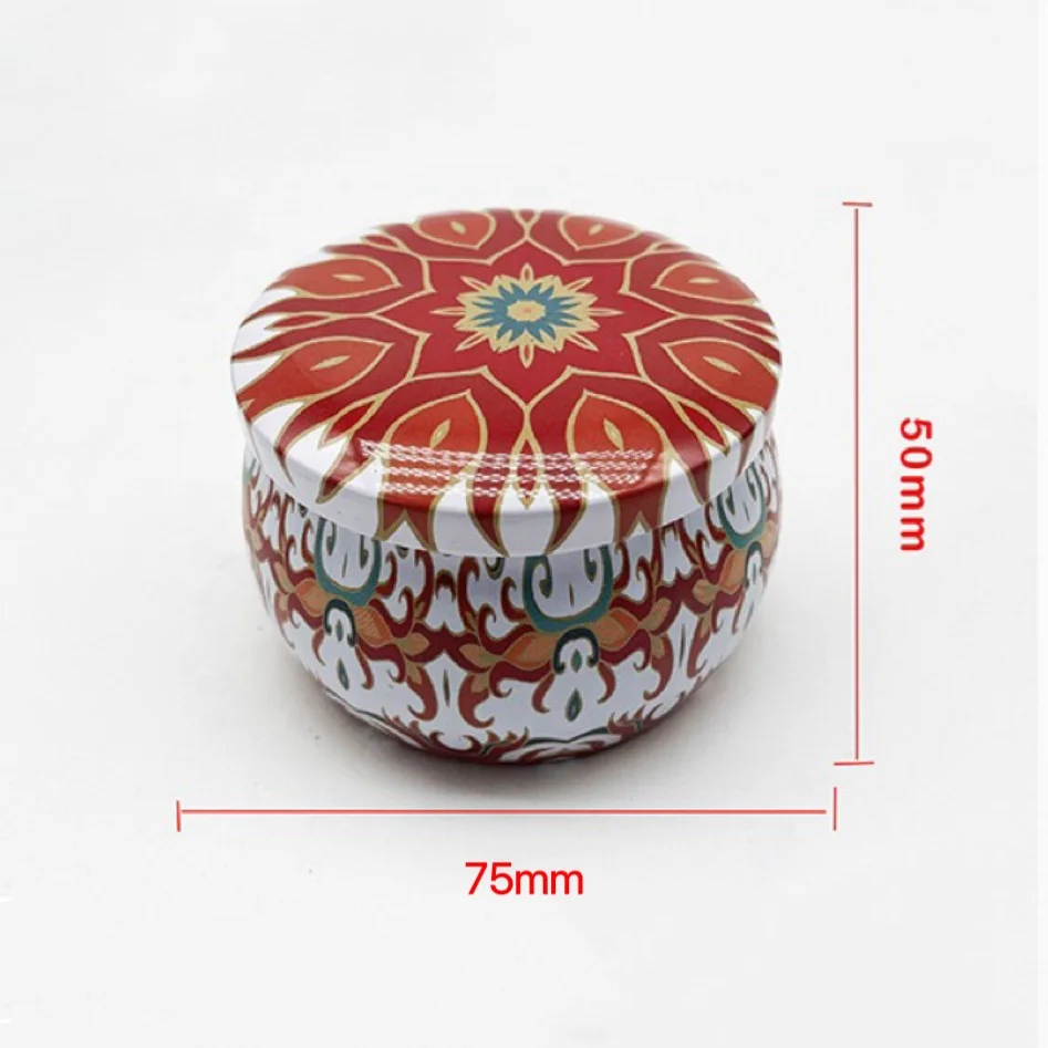 Various Pattern Empty Round Jars Candy Crafts Storage Containers Metal Box 4.4oz Candle Tin Can