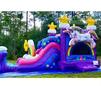 Shining Star Dream Unicorn Inflatable Castle Bouncer with Water Pool for Summer Party