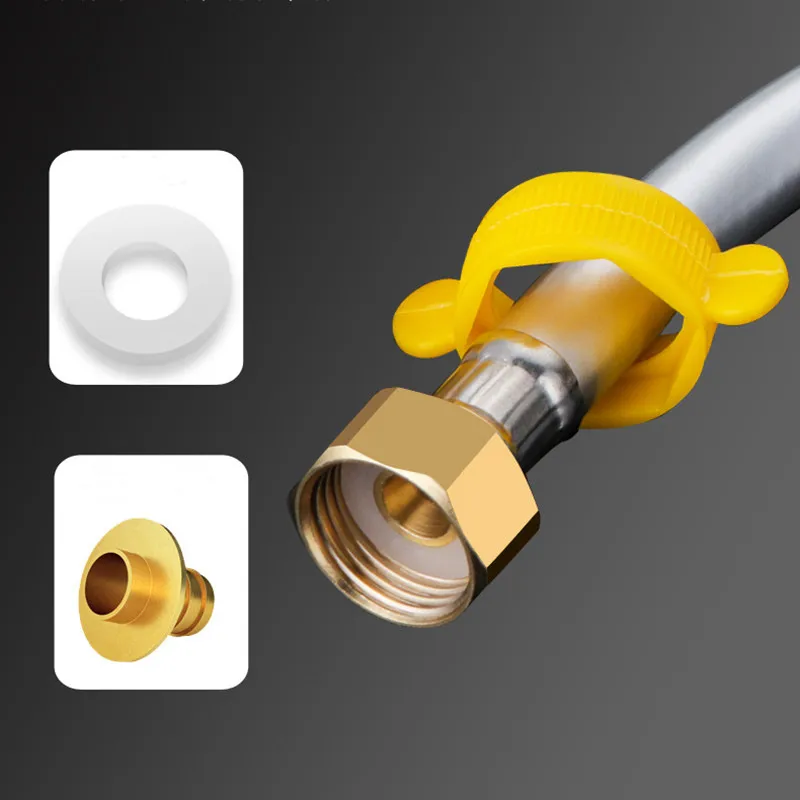 Hanssmart SS304 Nut Brass Core Double-headed Flexible Hose Silver Star PVC Metal Pluming Hose