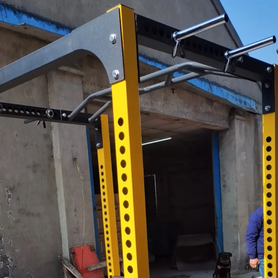Multi-functional Fitness Equipment Strength Training Power Rack Gym machine Yellow Home Squat Power Rack for Weight Lifting