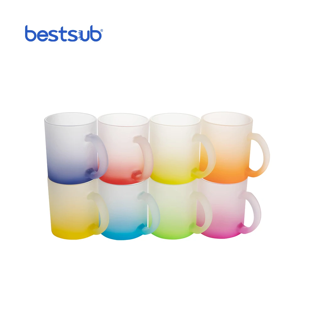 BestSub Top Personalized 11oz Tea Mug Blank Frosted Glass Photo Coffee Beer Cups For Sublimation
