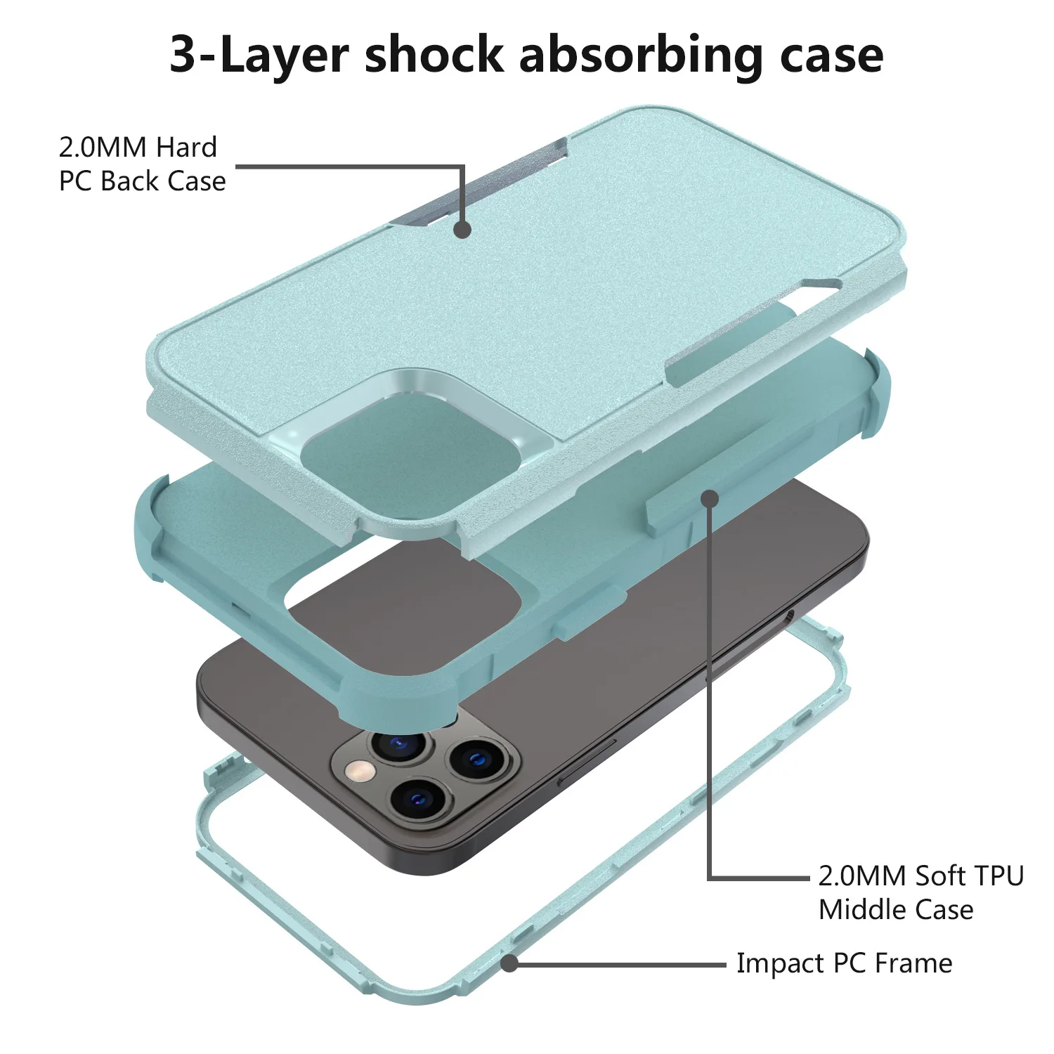 New Products 3-layer Heavy Duty Defender Design TPU+PC Anti-fall Phone Case For iPhone 13 13 Pro Max