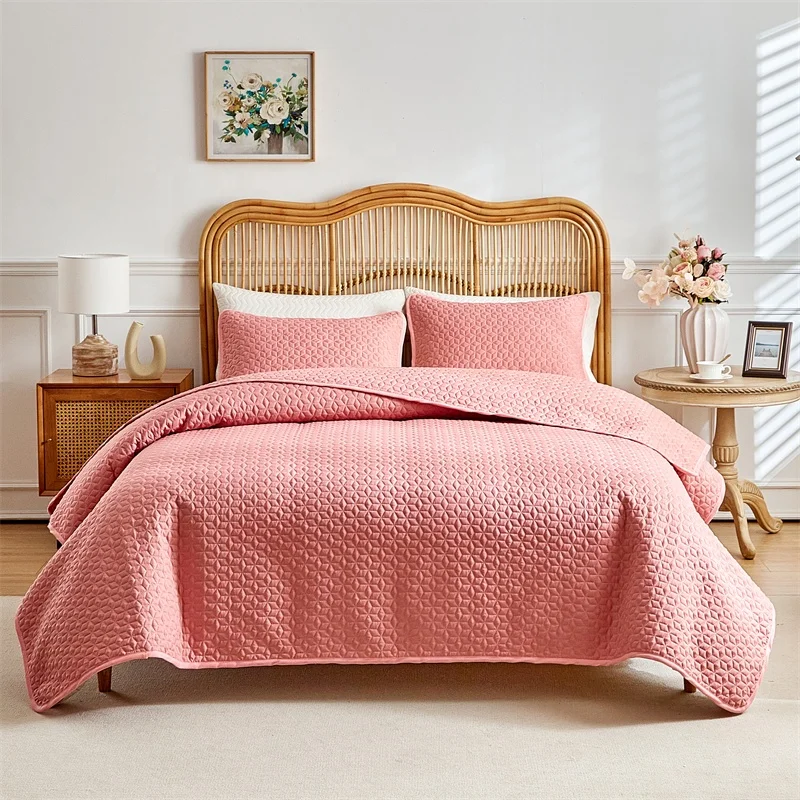 White Petal Bedspread Set King Size 3pcs Microfiber Patchwork Quilts Bed Sheet With Pillowcase Home Hotel Brushed Bedclothes