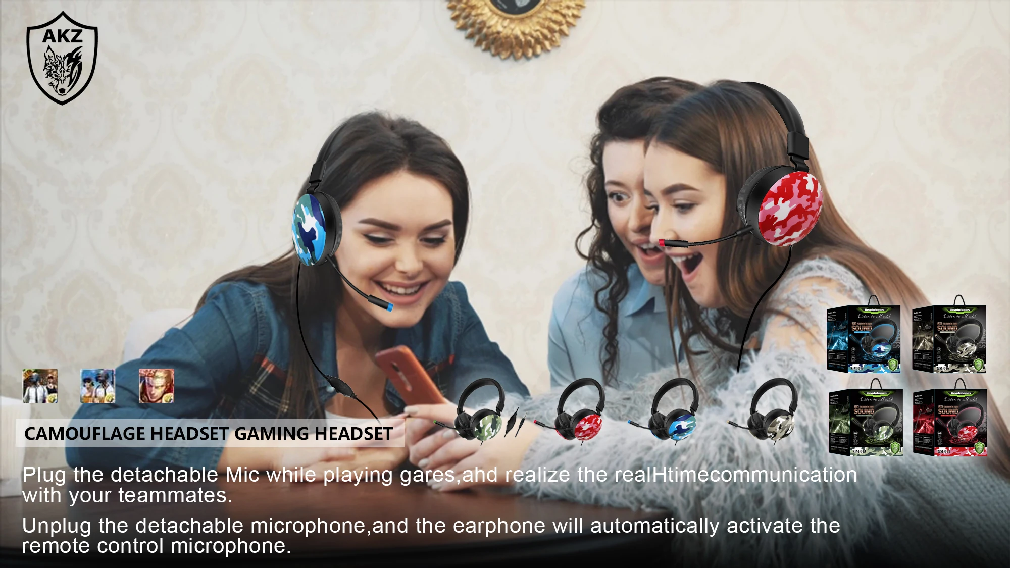 Camouflage Wired Noise Canceling Headset Usb Computer Call Center Headset Microphone Professional Stereo Pc Gaming Headset GM015