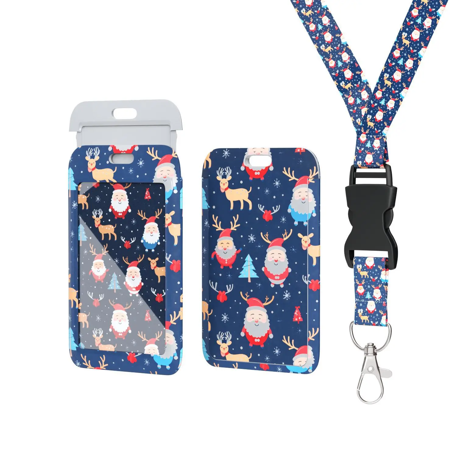 2024 Christmas Series Card Holder Customizable   Bus  Student Meal & ID Card Holder  UV Printed Chest Plastic Cardholder