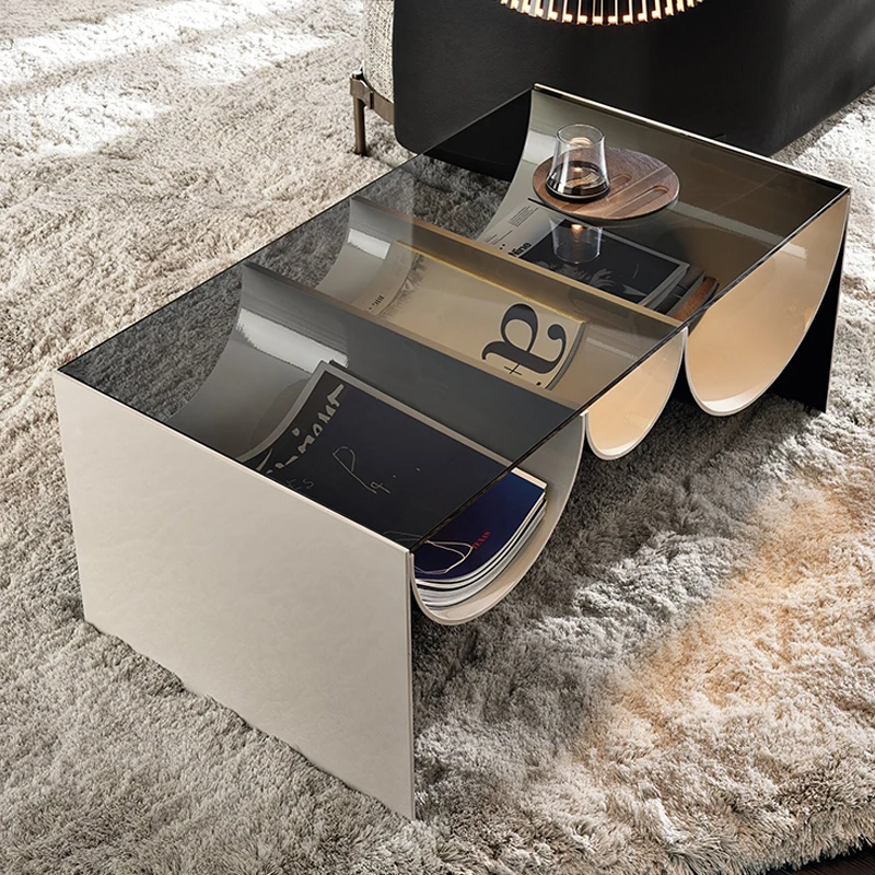 Italy Luxury Metal with Tempered Glass Side Table for Living Room /Hotel /Mall Coffee Table