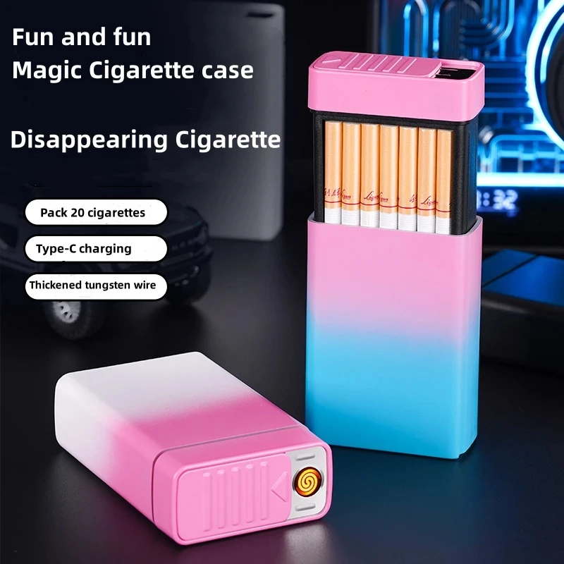2024 New Electronic Mini Windproof Usb Charging Gift Cigarette Lighters Box for Men Portable Magic Rechargeable Electric Lighter