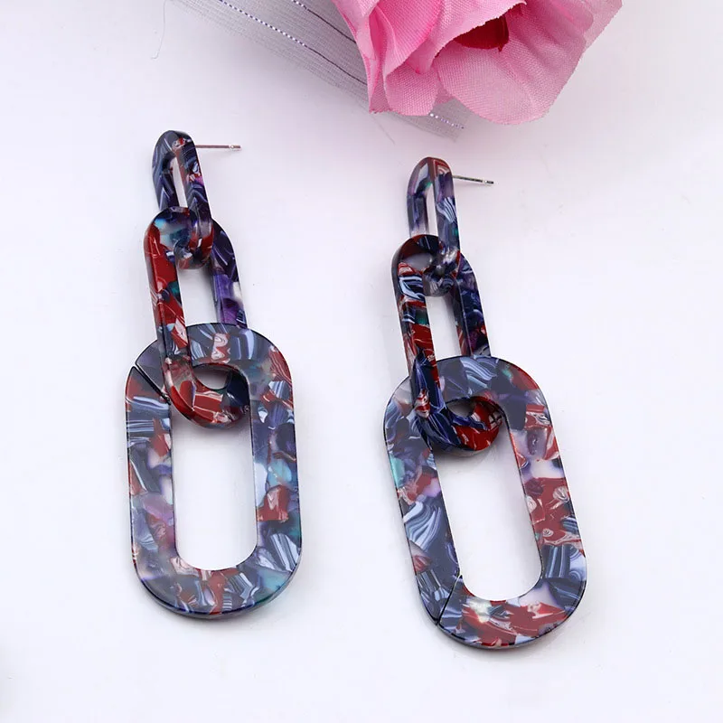 Fashion Modern Statement Half Moon Semicircle Girls Gift Multicolor Acetate Resin Acrylic Women Dangle Earrings