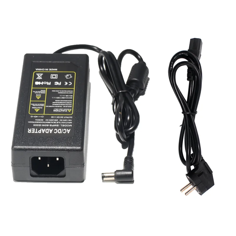 Free Sample Ac Dc Adaptor 12v 5a Power Adapter 12 Volt 5 Amp Power Supply For Led Cctv