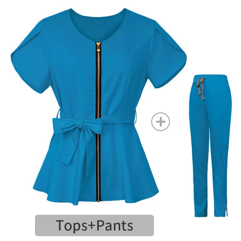 Wholesale Top Quality Rayon Spandex Polyester Doctor Nurse Medical Uniform Women Scrub Set Pet Shop Stylish Scrubs Uniforms