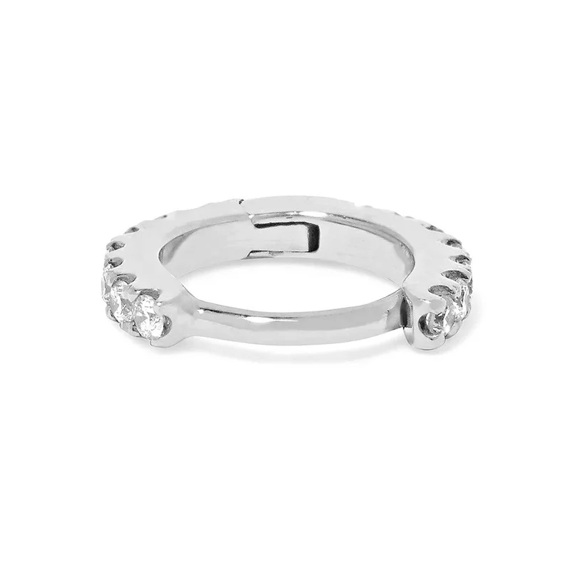 Серьги-кольца huggie из серебра 925 пробы с простыми бриллиантами