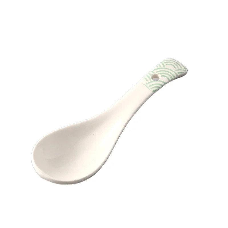 Красивая китайская простая керамическая ложка для супа, каши, почетные черные ложки