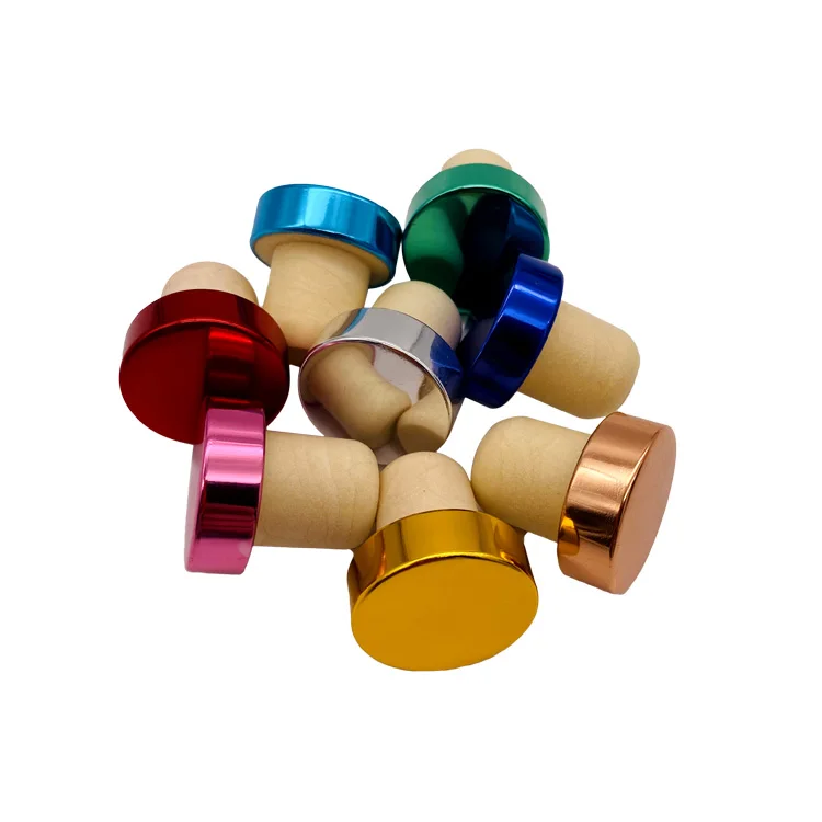 Customized luxury wooden bar top cap T shape wine / spirits synthetic cork bottle stopper