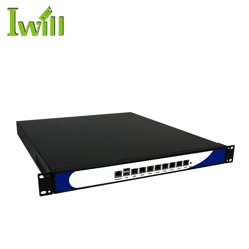 Core 6th i3-6100 i5-6200 i7-7500 CPU 1U Server Rack Mounting 8*i211-AT LAN Firewall Server Support Pfsense AES-NI