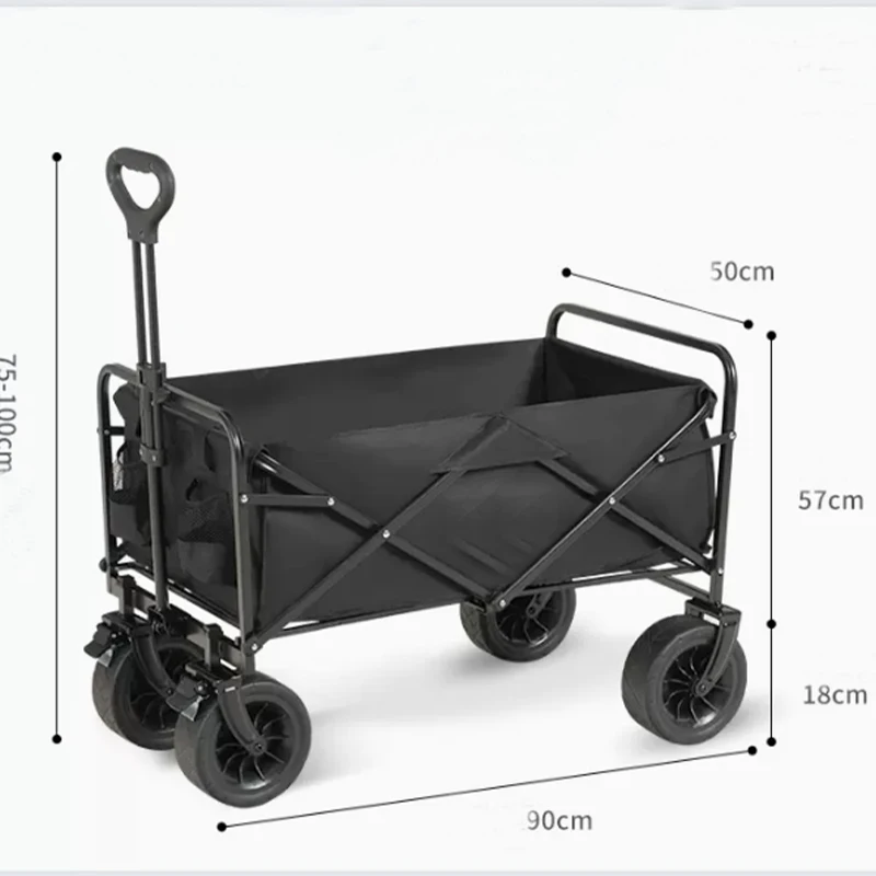 Entai Folding Wagon Outdoor Cart Beach Trolley Wholesale Fully Folding Camp Car Small Size After Folding Easy to Carry and Store