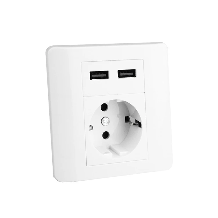 
EU Usb Wall Socket High Quality 220V TUV Approved 2.1A Universal Type Standard Grounding 5000 Times Life Time 12 Months 16A,16A High quality 220V TUV approved 2.1A EU usb wall socket