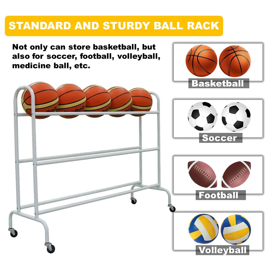 Fitness accessories display ball rack for gym