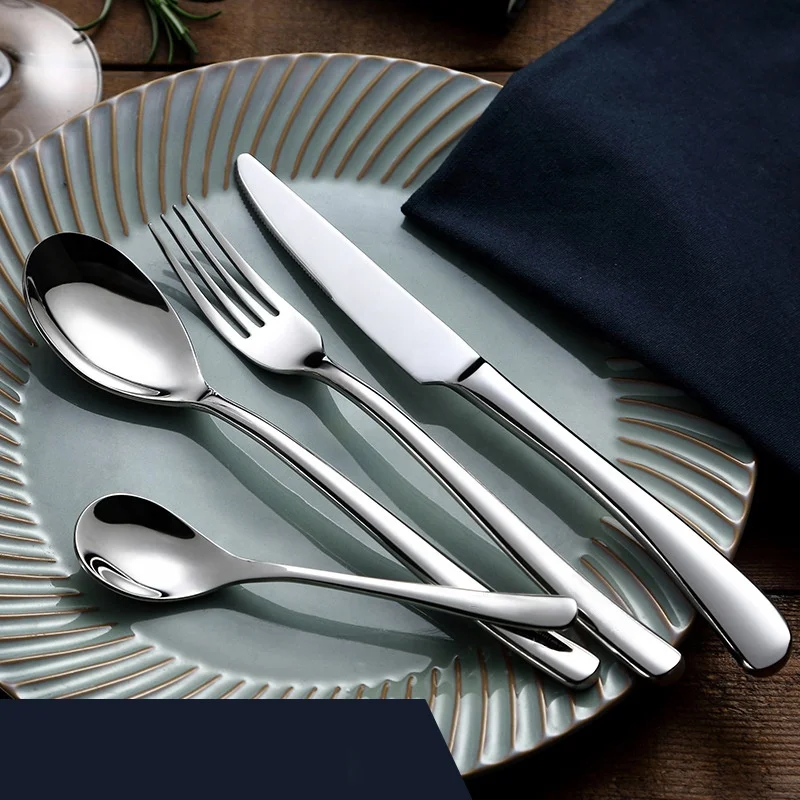 Factory Wholesale High Quality Polishing Silverware Custom Logo Fork Knife and Spoon Stainless Steel Cutlery Set