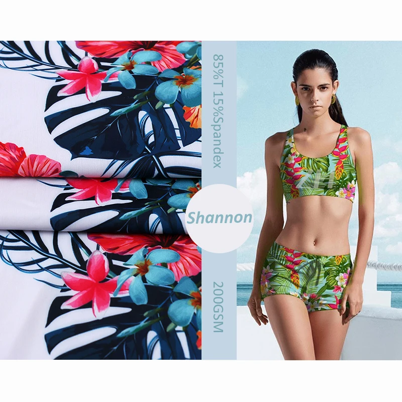 Free Sample Custom print 88% polyester 12% spandex digital print high stretch swimwear bikini fabric for swimsuit