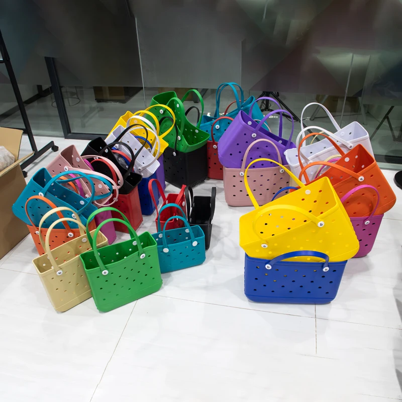 New arrival summer waterproof women beach tote bag large capacity eva rubber silicone bag purse handbags ladies