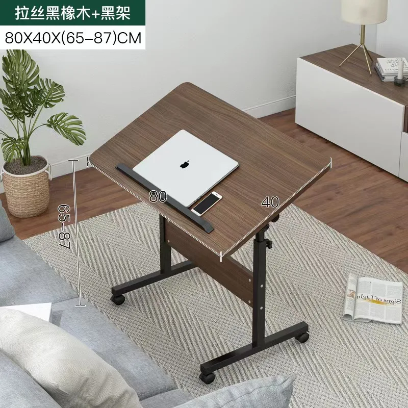 Rolling Laptop Table Overbed Table with Wheels Mobile Couch Snack Side Table with Tiltable Drawing Board