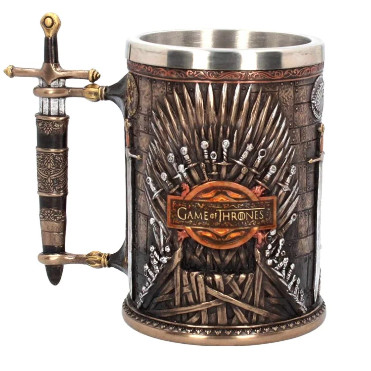 Middle Ages Viking Pirate Coffee Mugs Stainless Steel 3D Resin Cups and Mugs Copo Tankard Beer Wine Big Capacity Cup Caneca