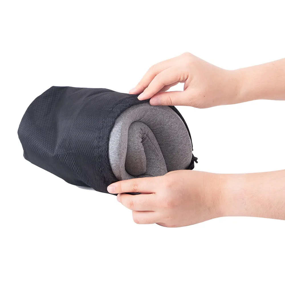 Bewalker Memory Foam U-shaped roll-up portable Travel support Custom Camping Neck Pillow Travel Kit Airplane Pillow