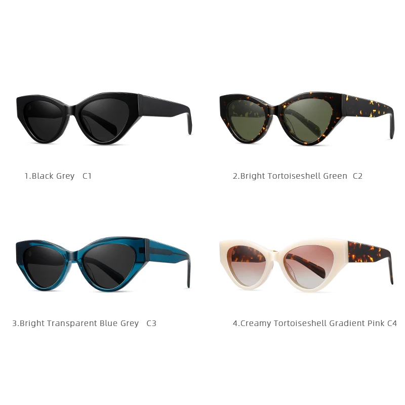 Fashionable Cat Eye Oval Shape Sunglasses for Female with Solid Build Weighty Feel Pure Acetate Design for Outdoor Activities