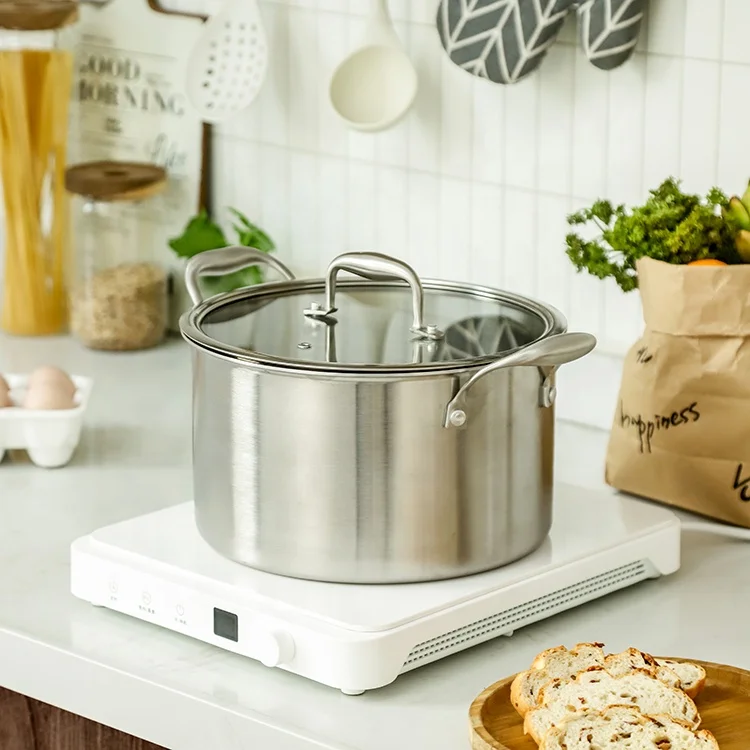 Tianxing 6 Pcs Induction Kitchen Cooking Pot And Pan Set Dishwasher Safe Nonstick Triply Stainless Steel Cookware Set With Lid