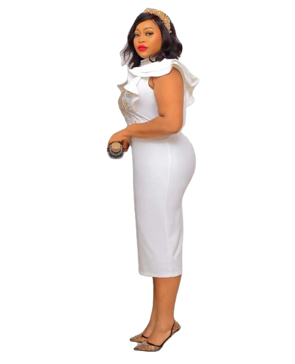 J&H 2023 new arrivals beaded career dresses for women elegance bodycon midi dress high quality summer casual dress