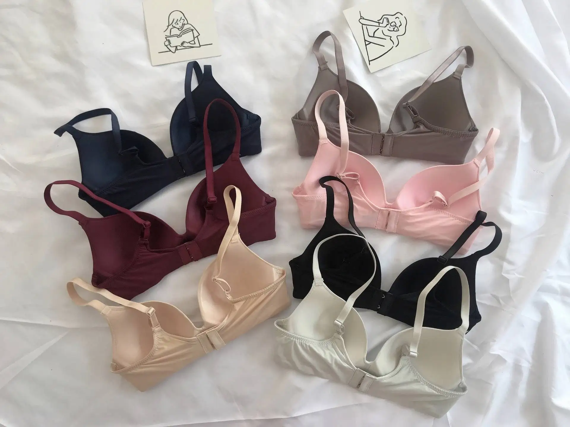 Custom logo woman printed plus size bra Girls Fashion Simple Solid Color Push Up lace underwear brassiere bh sosten Ladies Bra