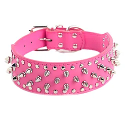 Durable Adjustable Luxury Leather Punk Rivet Spiked Studded Dog Collars For Dog Pet Collar