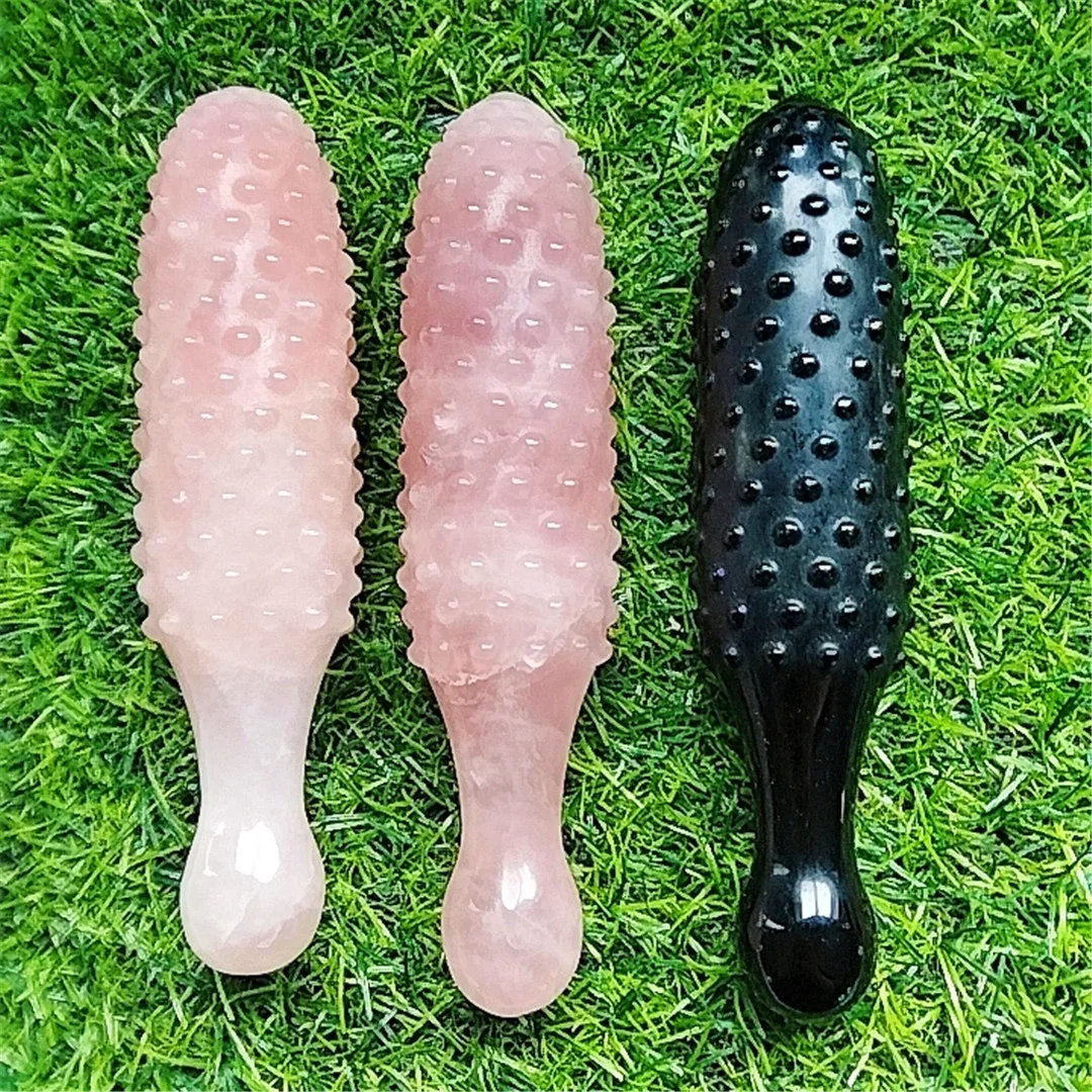 Big Size Reiki Energy Crystal Massage Wand Rose Quartz Black Obsidian For Gift Meditation