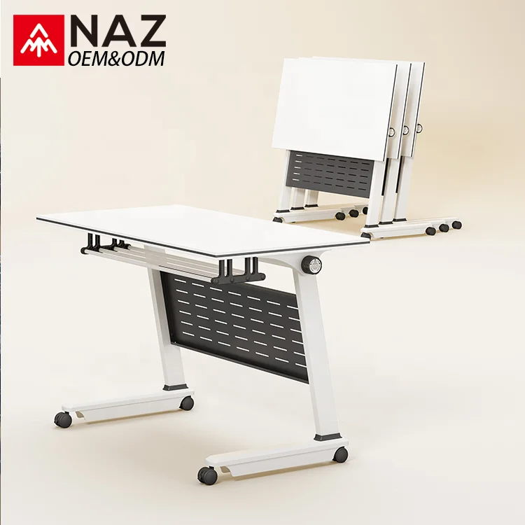 
Wholesale school furniture flip-up training table with castors for lecture 