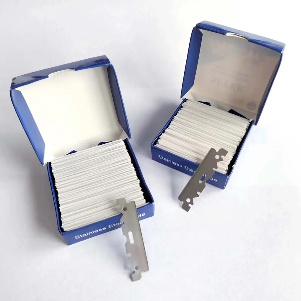 Custom foldable face shaving hair salon barber straight razor holder with replaceable blade