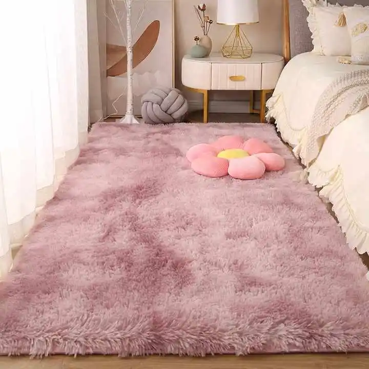 Hot Sale China Factory Ins Style Custom Soft Mat Different Solid Tie-dyed Color Plush Rug Living Room Fluffy Carpet