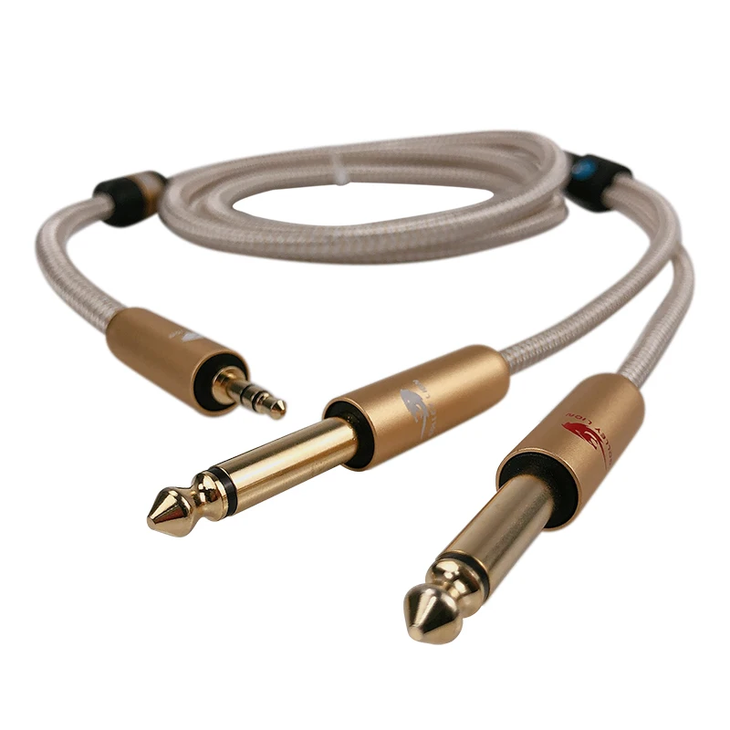 Высококачественный аудиокабель 3,5 Mini Stereo Jack к двойному Ts Mono для клавиатуры электрической гитары