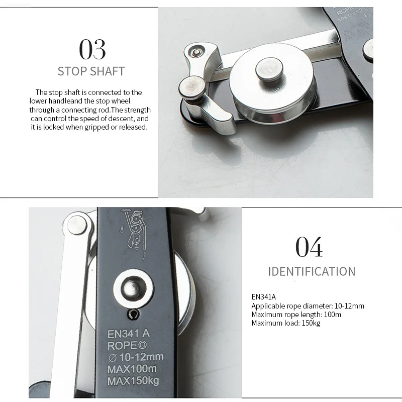 OEN STONE CE Certified Climbing Rope Rappelling Stop Descender