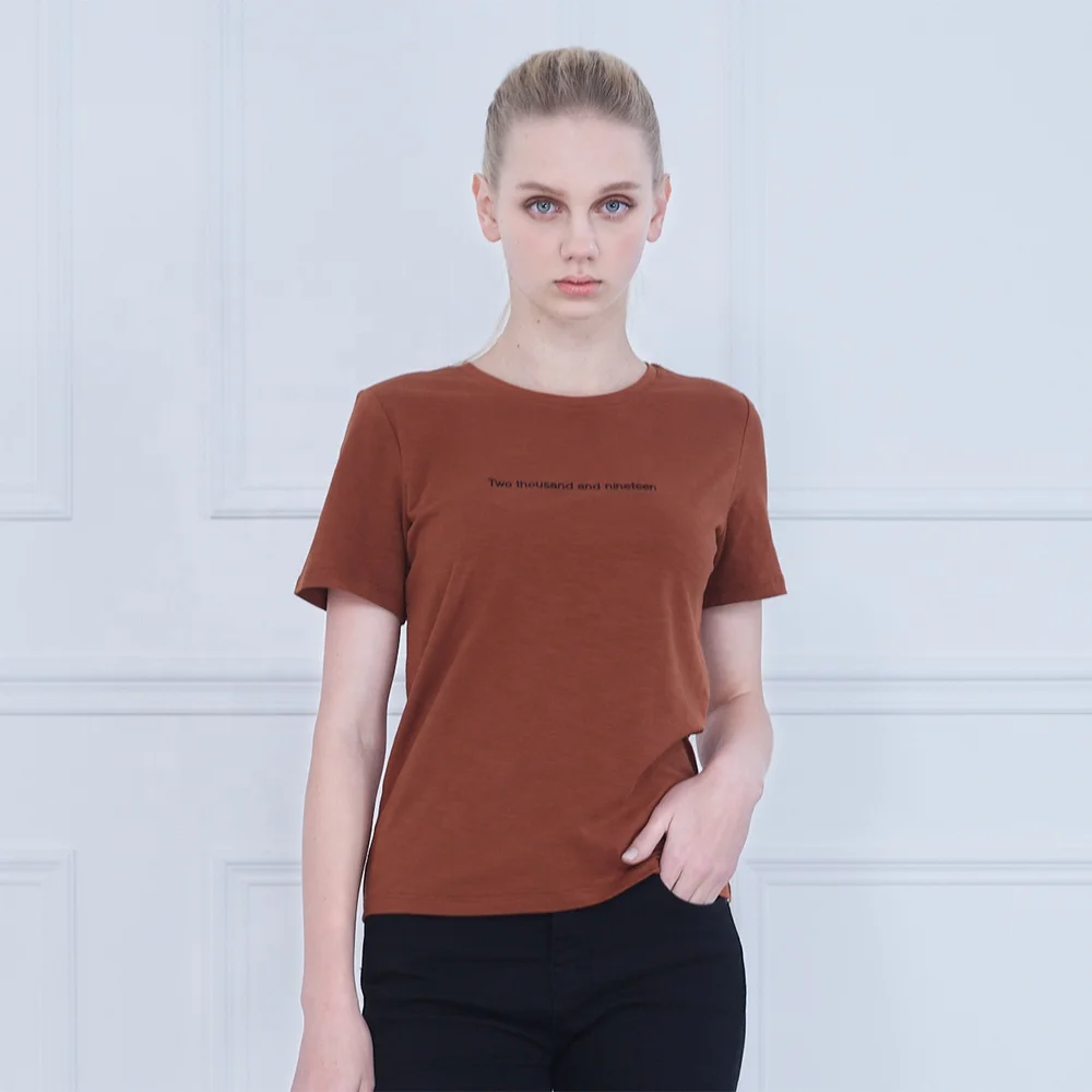 
2021 Ladies Organic Cotton T-shirt Summer Casual Loose Short Sleeve Ladies Breathable Comfortable T-shirt Women 