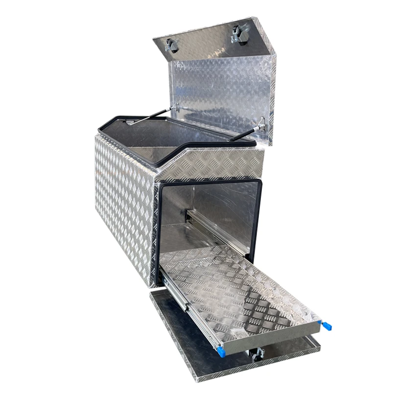 Checker plate Big Space Aluminum Truck Tool Box Underbody Trailer Storage With Lock