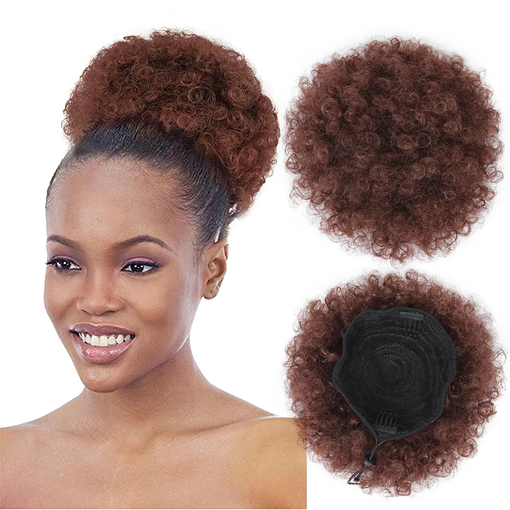 Synthetic Hair Chignon Afro Kinky Bun Curly Chignon Hair Short Drawstring Chignon Bun