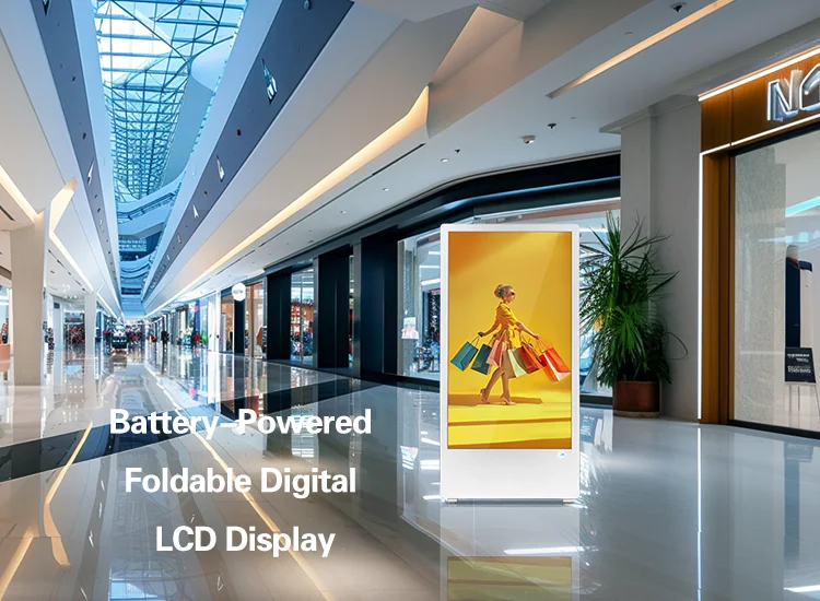 Portable 43-Inch Battery-Powered Digital Display LCD Advertising Player for Retail Store and Shopping Mall Use with Kiosk