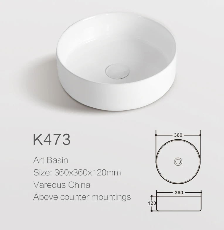 Sanitary Ware Countertop Washroom Ceramic Bathroom Sink Round Bathroom Wash Basin