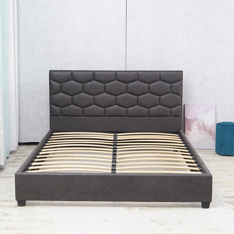 Home Furniture Bedroom Modern Queen Size Wooden Soft PU leather Beds